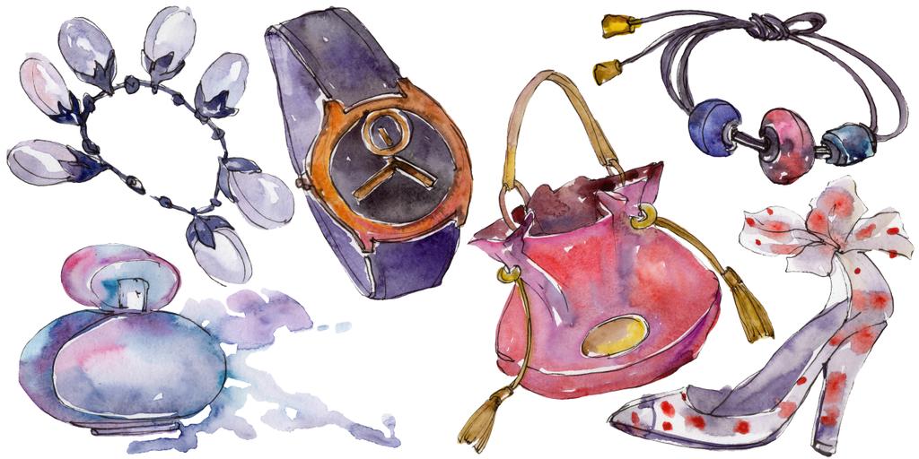 Trendy Isolated Accessories Illustration Set In Watercolor Free Stock Photo  and Image 232245290